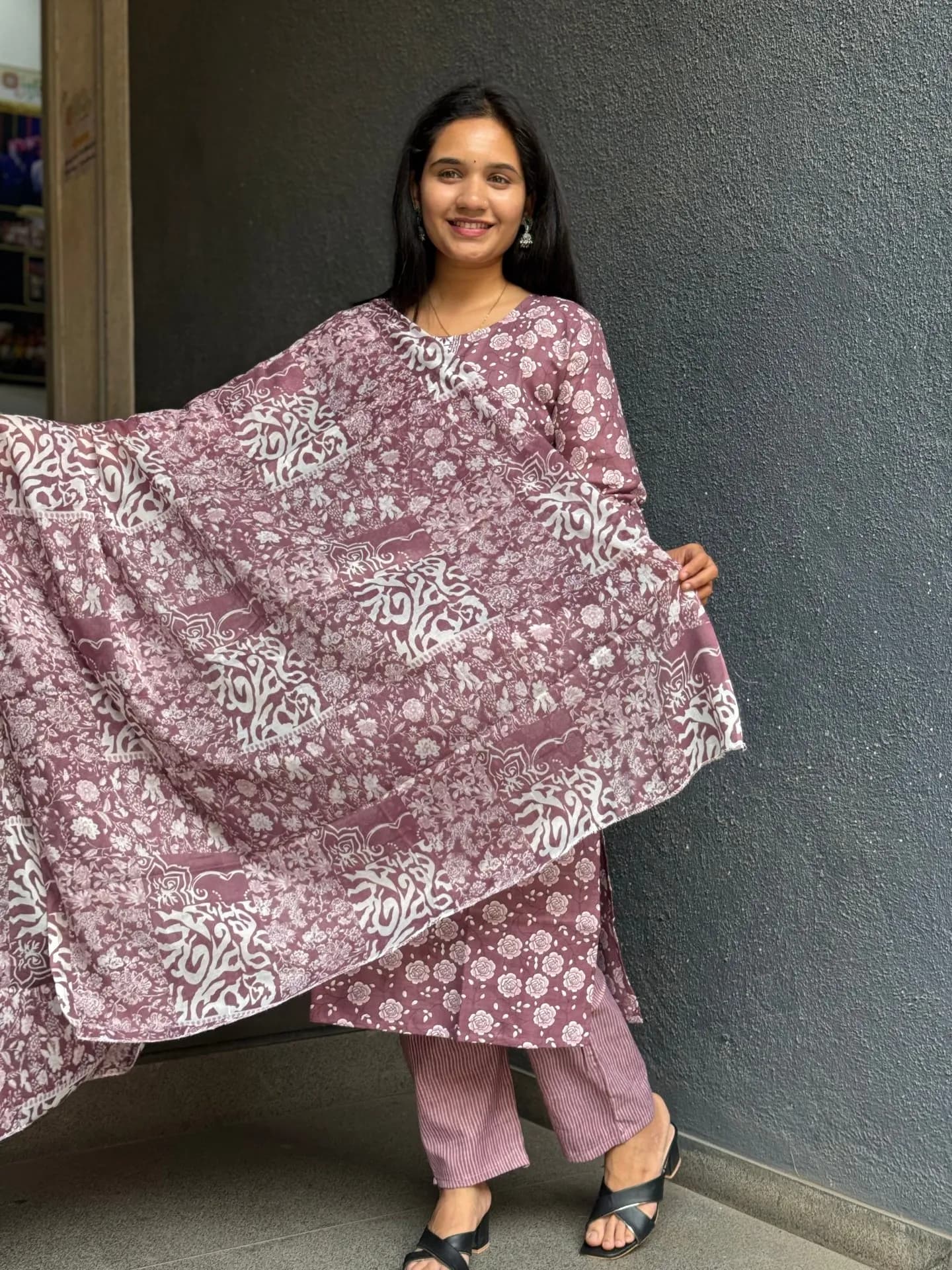 Dusty Rose Garden Cotton Suit Set